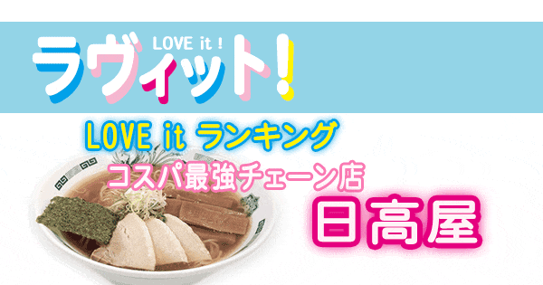 ラヴィット LOVE it ラビット ランキング 日高屋 コスパ最強チェーン店