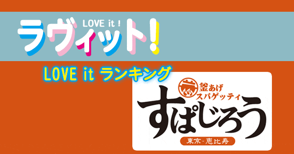 ラヴィット LOVE it ラビット ランキング 釜あげ スパゲッティ すぱじろう 東京 恵比寿